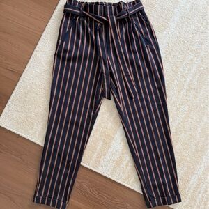 Zara Black and Brown Striped Pants